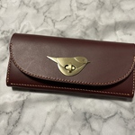 鳥さん革長財布(ボルドー)