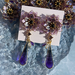 グラデ 芳月下美人 紫×黒💜🖤⋆͛*͛揺れる ピアス イヤリング