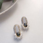 オーバル飾りピアス(gray)