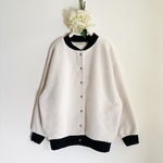 新作❤️あったかメルトンカーディガン❤️ゆったり❤️アイボリー✖️黒(リブ)❤️S.M.Lと更にゆったり(2L〜3L) ❤️ユニセックス❤️Rough*gentle 