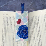 和紙しおり　青い薔薇と蝶「送料無料」
