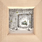 【ミニ原画】「切ない夜」 さっつー ミニ原画 絵画 夜　小さい絵｜雪 インテリア 額縁付き ミニサイズ アート
