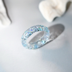 【Mermaid ring／氷水】金属アレルギー対応・キラキラ、クリスタルガラスのレジンリング