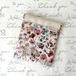 ラミネート　ばねポーチ／携帯ごみ入れ【Felda フェルダ(ピンク)】リバティ生地使用　Dカン付き