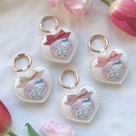 【4】ハート型マタニティマーク　マタニティロゼット　マタニティキーホルダー　パール付き　マタニティー　ハート型ロゼット　シンプル　リボン　リボン付き　ベビー　キッズ　アクセサリー　お名前　妊婦　安産