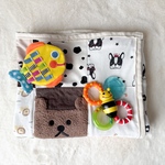 【ベビー服リメイク】オーガニックコットンのリメイクブランケット（約95×55cm）　ベビー服　子ども服　リメイク