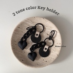 ツートンカラー♥︎ハート付きネームタグキーホルダー