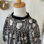 (ご予約)ウィリアムモリス【ピンパーネル】キッズサイズオーダーぽわん袖ブラウス　#ブラック