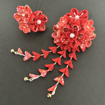 赤い花束♡七五三のかんざし ♡つまみ細工