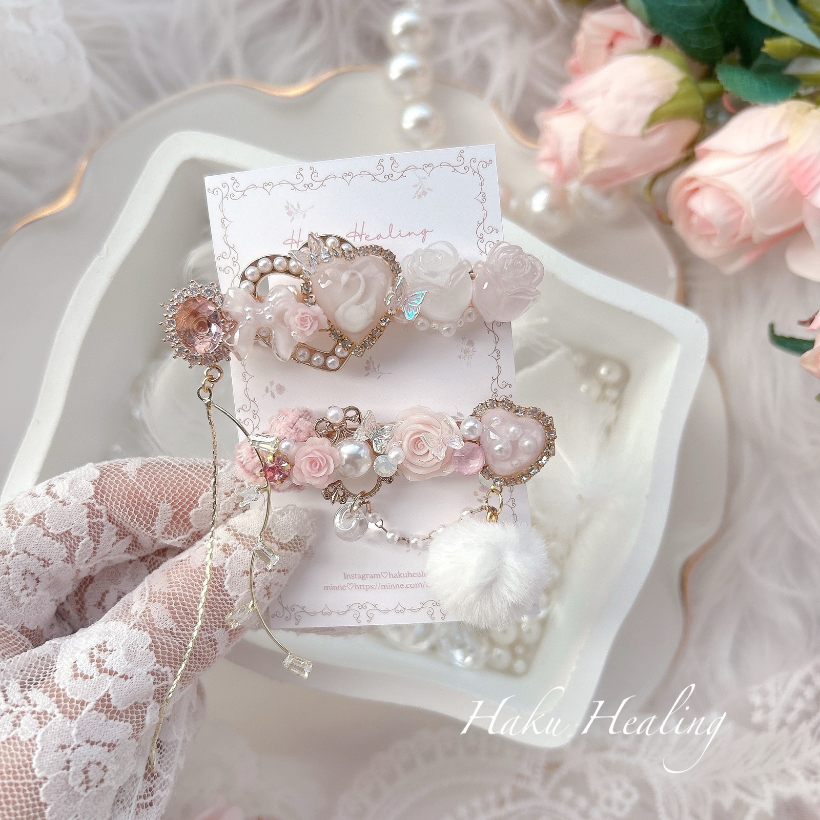 ☆*:.。. ハンドメイド♡レジンヘアクリップ♡クリアフラワー  .。.:*☆ レジン♡みずみずしいフラワーヘアクリップの作り方 簡単 お花 resin