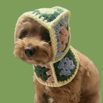 犬用バラクラバ　スヌード　ニット帽子　イタグレ　ダックスフンド　犬服　グラニースクエアバラクラバ　モチーフバラクラバ　イエローベース