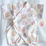 ベビー甚平ロンパース　白地花火柄　リップル生地　新生児から1歳ごろまで