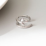 【イヤーカフ】1個入り　ビジュー  リーフ　葉っぱ　片耳　シルバー　イヤーカフパーツ　アクセサリーパーツ　イヤカフ