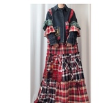 パッチワークデニム×チェック　リメイクジップジャケット　