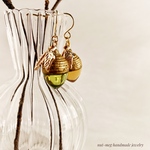 色と金具が選べる透明どんぐりピアス/イヤリング【小】受注生産(ハンドメイドレジンアクセサリー/樹脂/木の実/秋/植物クリア/リアル/茶色)