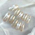 Twinkle Pearl Ribbon♡ネイルチップ　韓国ネイル　ワンホン　マグネットネイル