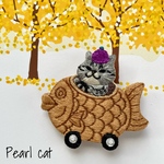 【ご新規様限定／再販】たい焼き猫の刺繍ブローチ【アメショー】