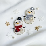 雪だるま刺繍ブローチ⭐︎冬ホリデーアクセサリー⭐︎受注制作品