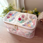 【ご予約品】チューリップのアップリケバニティケース　パッチワーク キルト