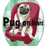 再販!!カーステッカー　パグ　フォーン　(DOG ON BOARD / IN CAR ステッカー)