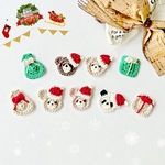 《2個セット》サンタ帽子どうぶつのミニヘアゴム  かぎ針編み レース クリスマス プチギフト ヘアアクセサリー ベビー キッズ 出産祝い