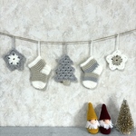 淡色クリスマスのガーランド／オーナメント５点セット