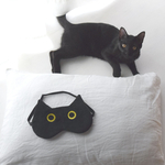 黒猫のアイマスク|収納ポーチ付|クリスマス無料ギフトラッピング有り|ぬいぐるみんシリーズ