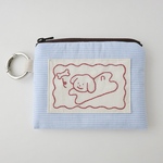 ふっくらカラビナポーチ（犬の刺繍）レッド