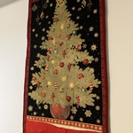 星降る夜のツリーとリボンの大きなクリスマスタペストリー