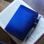 手染め深海ブルー A6 B6 A5 B5 A4 ノート ブックカバー 革 スケジュール帳 手帳カバー ほぼ日 無印 じぶんノート キャンパス