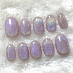 角度によって色味がかわる🧊うるうる🧊レインボーマグネット🌈ネイルチップ ピンク