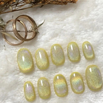 角度によって色味がかわる🧊うるうる🧊レインボーマグネット🌈ネイルチップ イエロー