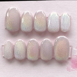 角度によって色がかわる🧊うるうる🧊レインボーマグネット🌈ネイルチップ ミルキーピンク