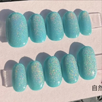 角度によって色味が変わる🧊うるうる🧊レインボー🌈マグネットネイルチップ ‎💙ターコイズブルー💙