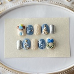 クリスマスネイルチップ ディズニーネイル ブルー