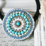 ビーズ刺繍ヘアゴム☆blue