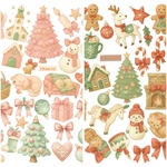 chan.ce オリジナルステッカーシート　2種2枚入り    Merry Christmas  モチーフ　コラージュステッカー　クリスマス　ピンク　