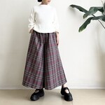 フレアーパンツ　* Cotton Twill タータンチェック柄 Bordeaux *