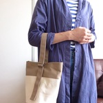 ワンハンドルバッグＳＳ　ベージュ×キナリ　帆布