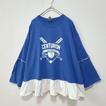 古着リメイクTシャツ　ブルー×ホワイト