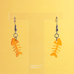 アクリル　魚の骨ピアス　イヤリング　オレンジ