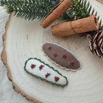 【クリスマス限定】⋮ 刺繍 ⋮ クリスマスベリーのぱっちんピン ヘアピン キッズ ベビー 赤ちゃん お祝い 出産祝い 刺繍 カラフル ヘアクリップ プチギフト プチプラ　クリスマスプレゼント　柊