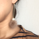 ミンクファーとパールのピアス♪