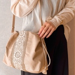 【特集掲載】くしゅっと可愛いエアリー2wayバッグ　2way   ショルダーバッグ　巾着バッグ　インド刺繍リボン　インド刺繍　インド刺繍リボンバッグ　インド刺繍巾着バッグ