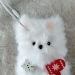 クリスマス　サモエドちゃんのぬいぐるみキーホルダー　選べる無料追加パーツ　オーナメント　犬 ぬいぐるみ