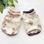 ぬくぬく花うさぎ★パープル★ピンク★犬服タンクトップ★裏起毛 袖ありハイネックも可