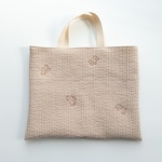 【3月納品間に合います】ヌビキルト×刺繍×はたらく車×ベージュ　レッスンバック　お道具袋