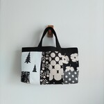 モノトーン北欧風　ランダムパッチ　　横長トートBAG　♪　　帆布