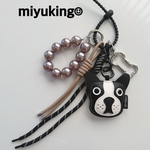 ☺︎バッグチャーム☺︎チャーム☺︎キーホルダー☺︎犬☺︎じゃらじゃらキーホルダー☺︎シルバーパール☺︎ベージュ☺︎大人可愛い