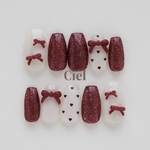 【size order】ネイルチップ ボルドーネイル アイボリーネイル シンプルネイル キラキラネイル リボンネイル ハートネイル 春ネイル ガーリーネイル うるうるちゅるんネイル